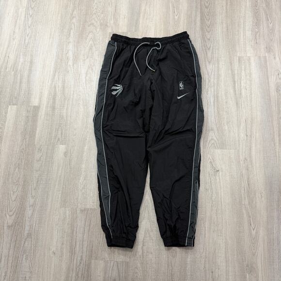 Nike Toronto Raptors Windbreaker Track Pants Men's Large Black Swoosh Basketball